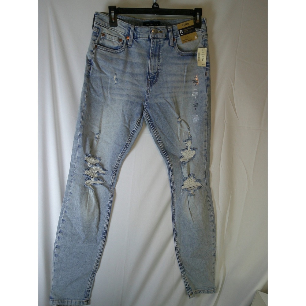 Aeropostale Womens High Rise Cheeky‎ Jegging Light Wash Distressed 8R NWT $60